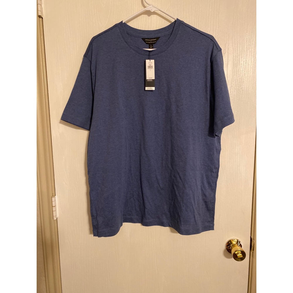Banana Republic Luxe Touch Performance T-Shirt Mens L Blue Heather Cotton 0680